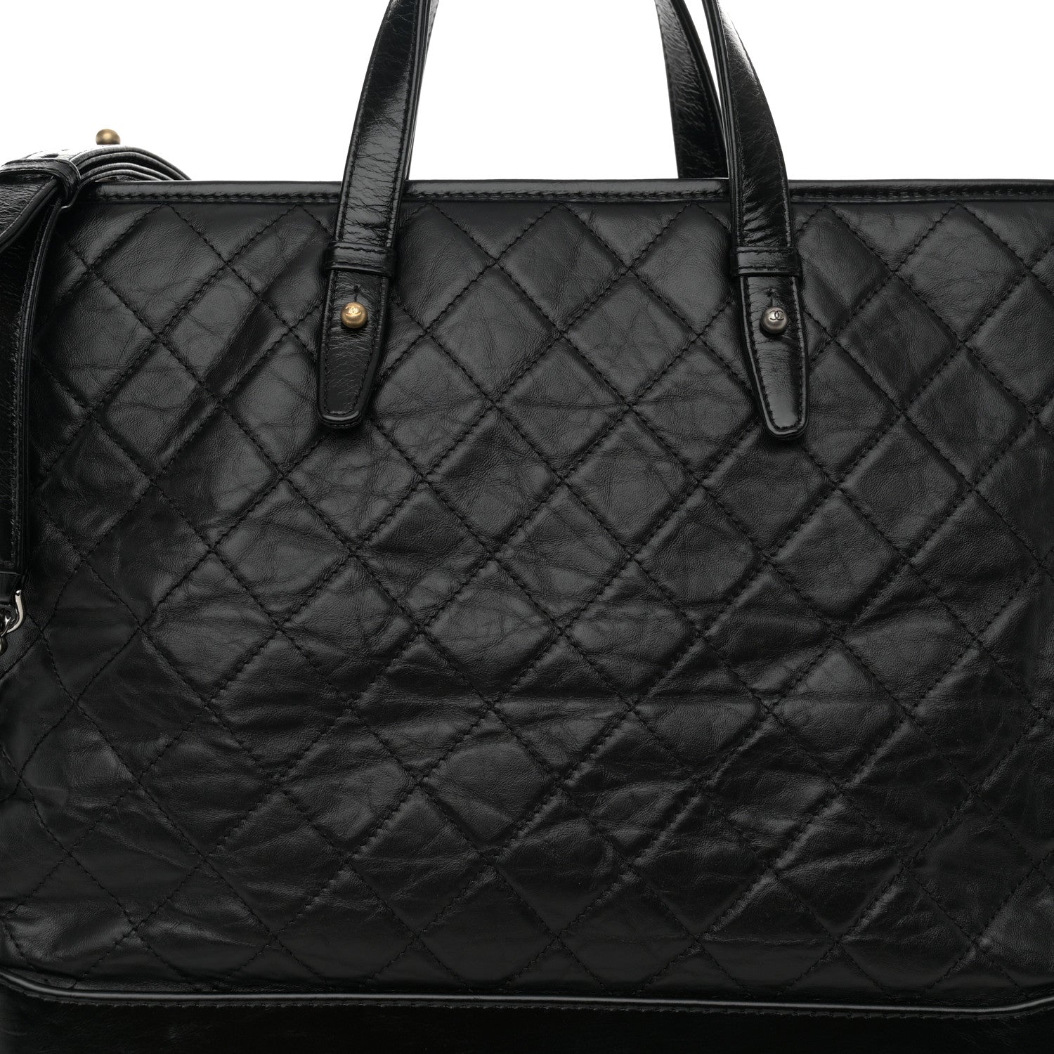 Chanel Aged Calfskin Quilted Large Gabrielle Shopping Tote Black 8 of 12