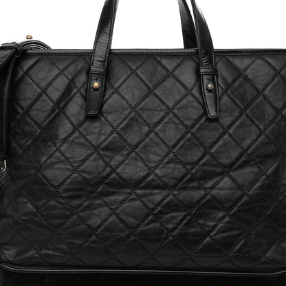 Chanel Aged Calfskin Quilted Large Gabrielle Shopping Tote Black 8 of 12