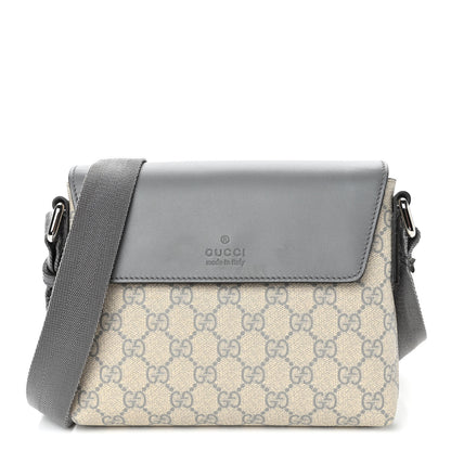 Gucci GG Supreme Monogram Selleria Calfskin Small Satchel Messenger Bag Ecru Grigio 1 of 6