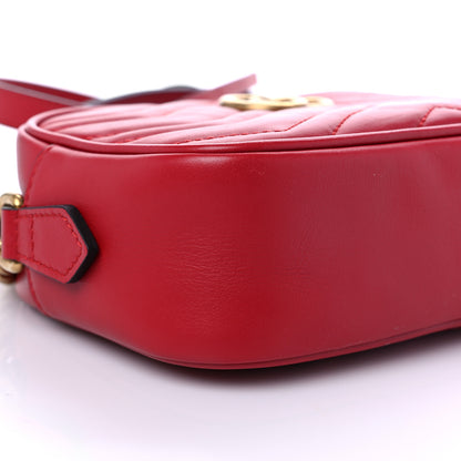 Gucci Calfskin Matelasse Mini GG Marmont Chain Shoulder Bag Hibiscus Red 9 of 10