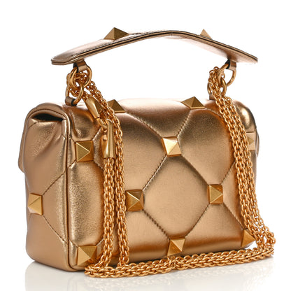 Valentino Garavani Nappa Medium Roman Stud Shoulder Bag Antique Brass 3 of 9