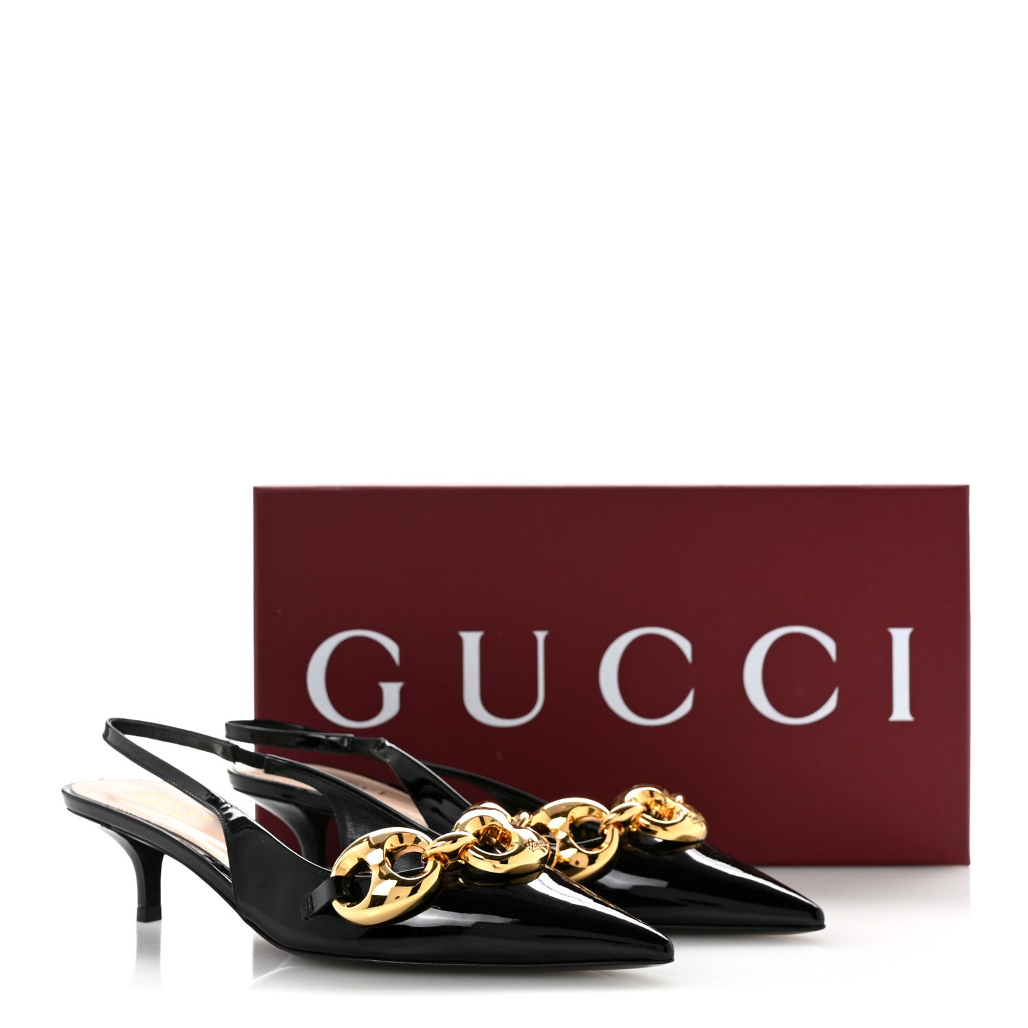 Gucci Vernice Crystal Nappa Charlotte Marina Slingback Pumps 37 Black 11 of 11