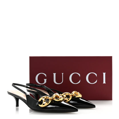 Gucci Vernice Crystal Nappa Charlotte Marina Slingback Pumps 37 Black 11 of 11