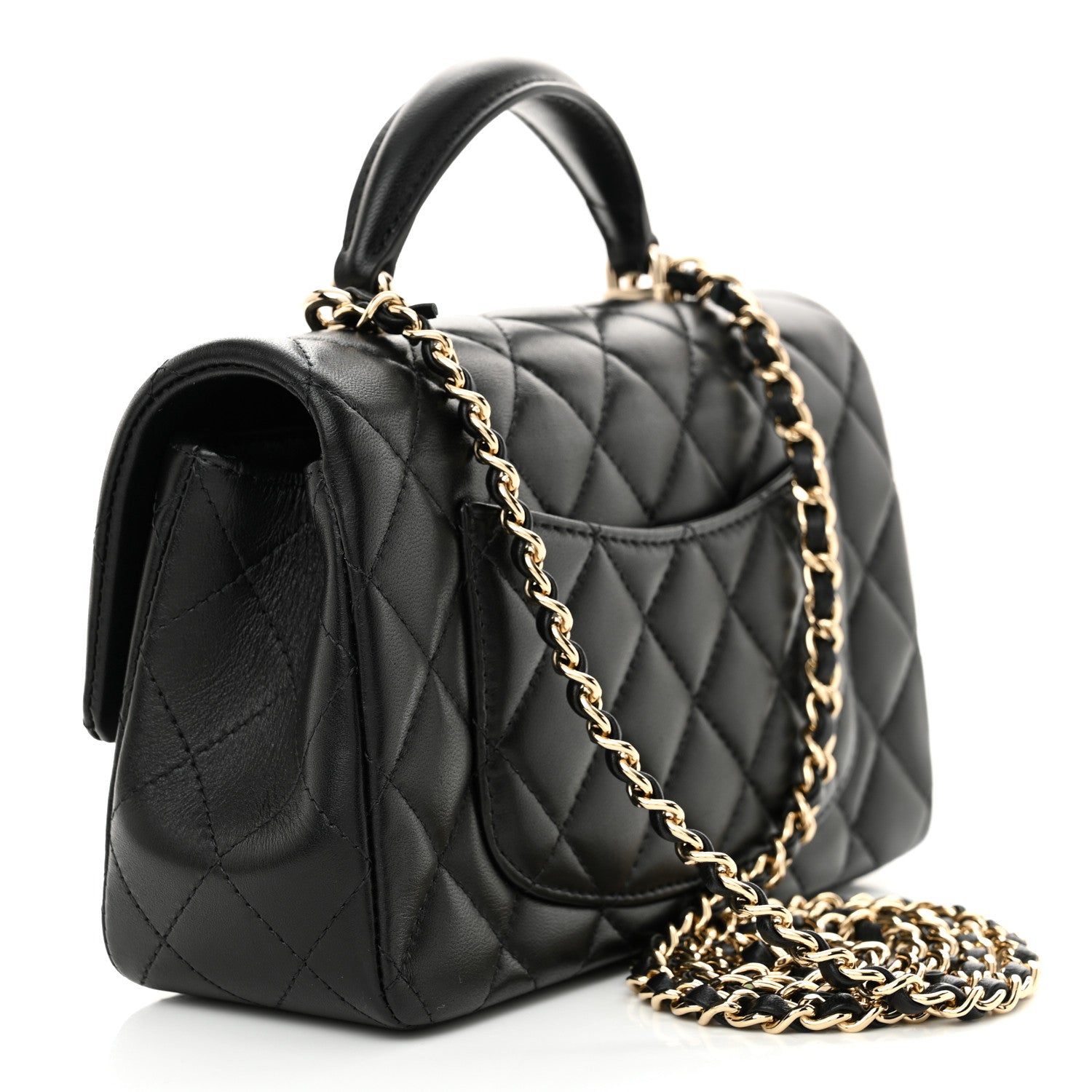 Chanel Lambskin Quilted Mini Top Handle Rectangular Flap Black 3 of 11