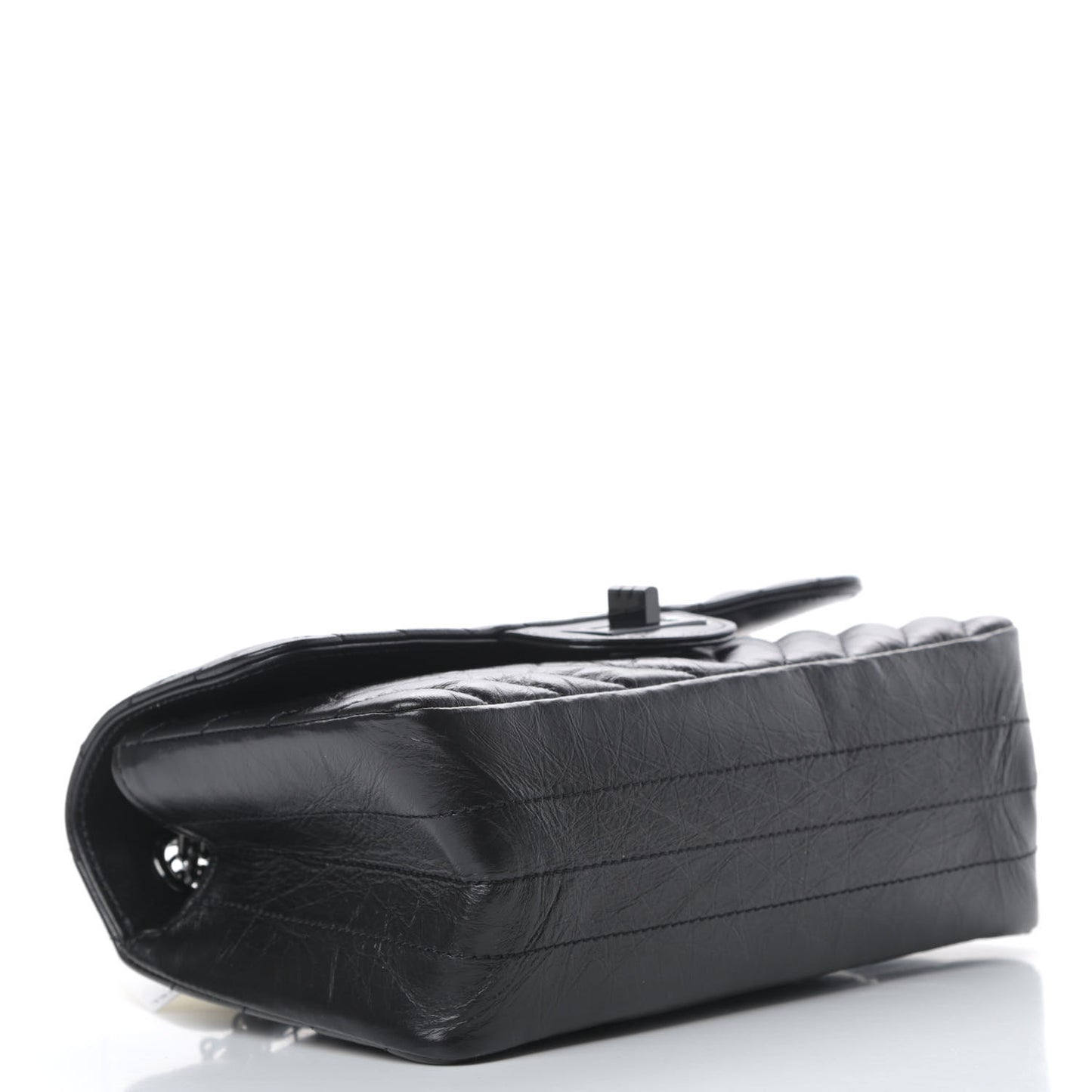 Aged Calfskin Chevron Quilted 2.55 Reissue Mini Flap So Black