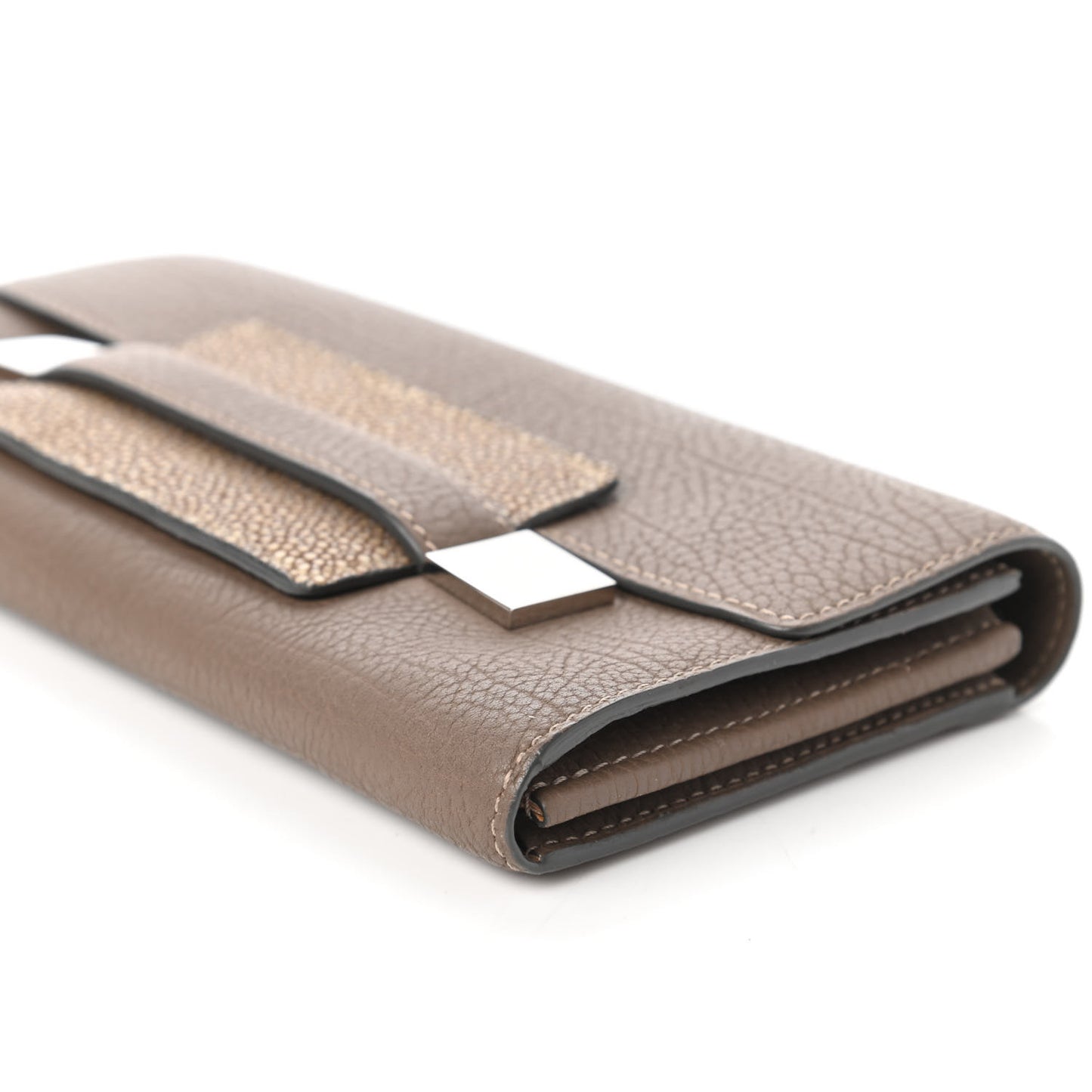 Calfskin Galuchat Long Madame Polo Clutch Tourterelle