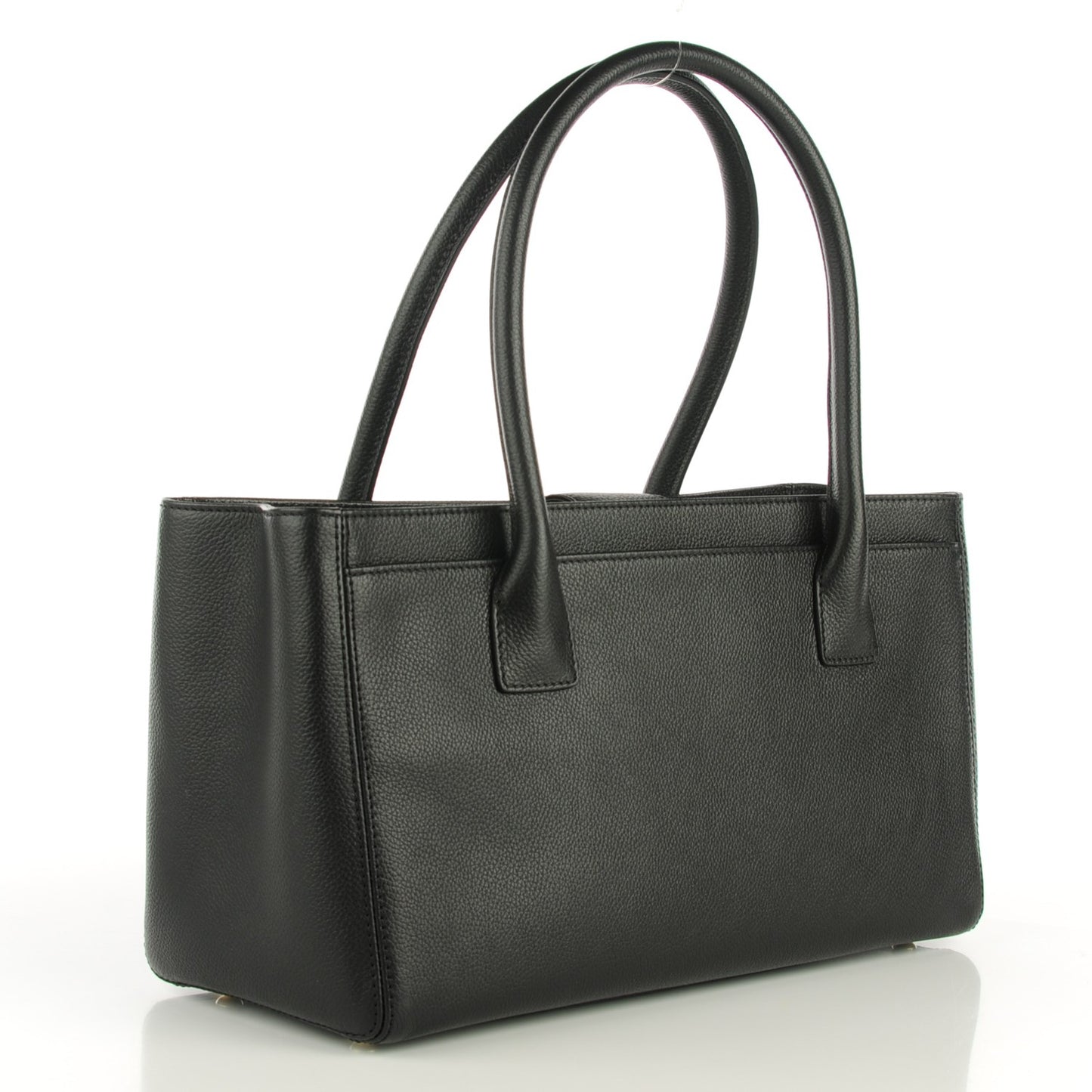 Calfskin Small Cerf Shopper Tote Black