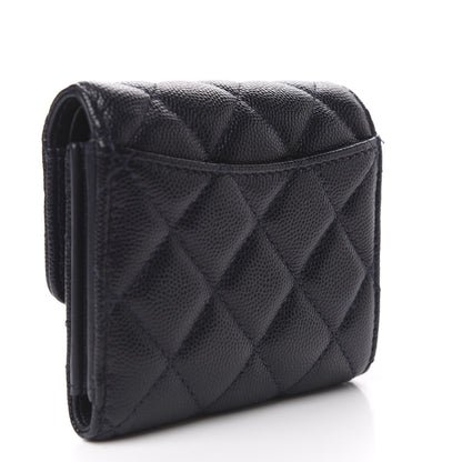 Chanel Caviar Quilted Compact Flap Wallet Navy 3 of 10