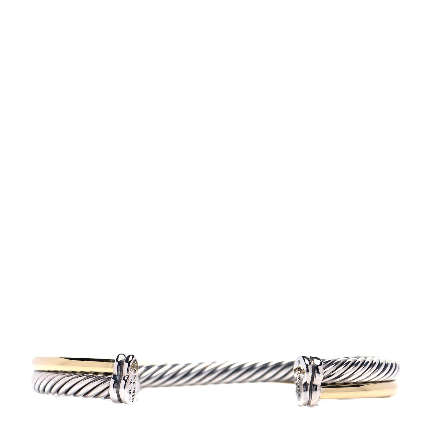 Sterling Silver 18K Yellow Gold 5mm Crossover Cuff Bracelet