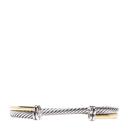 David Yurman Sterling Silver 18K Yellow Gold 5mm Crossover Cuff Bracelet 3 of 4