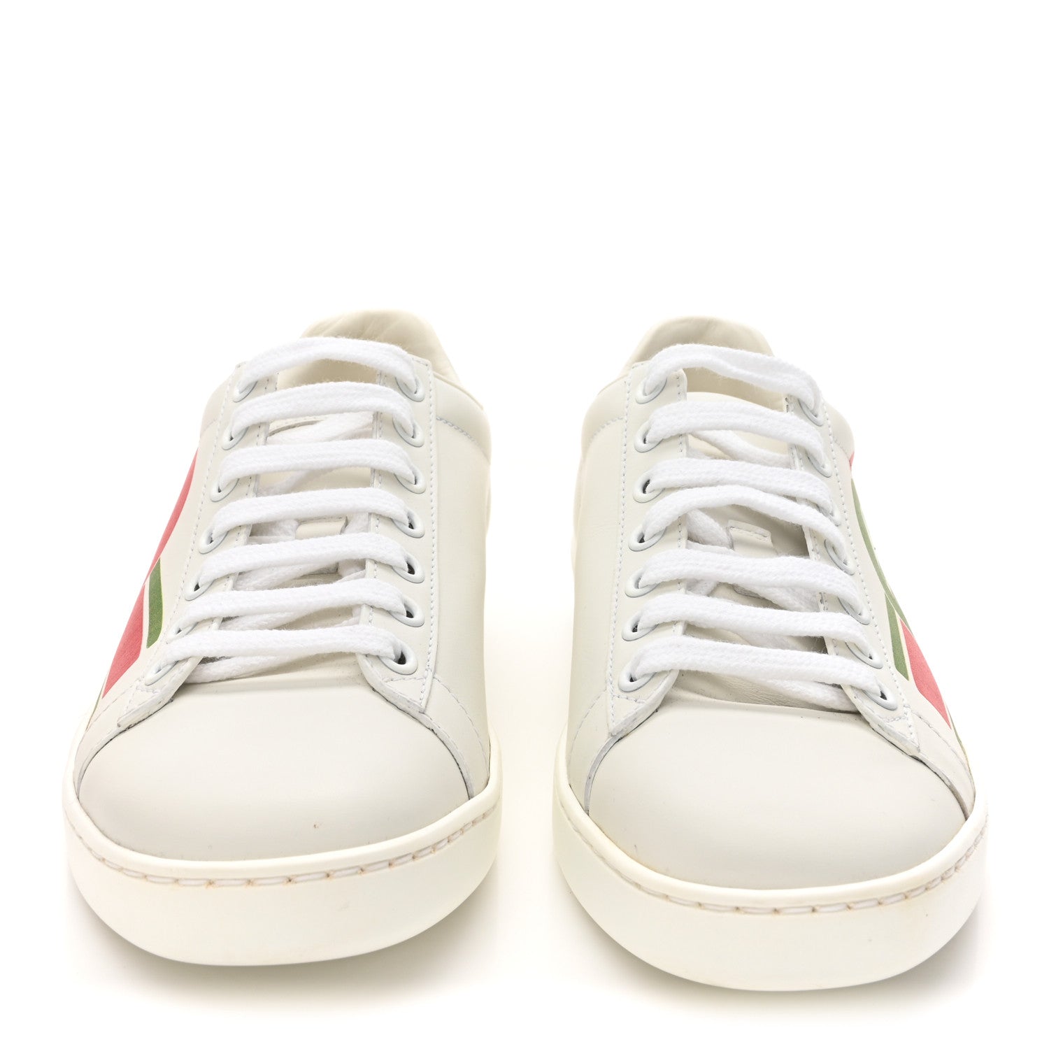 Gucci Calfskin Interlocking G Womens New Ace Sneakers 35.5 White Red Flame Green 3 of 13