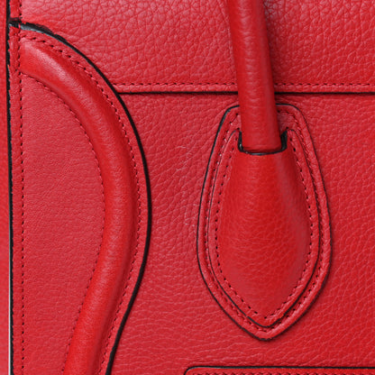Celine Drummed Calfskin Micro Luggage Red 8 of 17