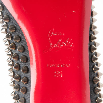 Christian Louboutin Flannel Pigalle Spikes Flats 35 Antracite Gun 6 of 8