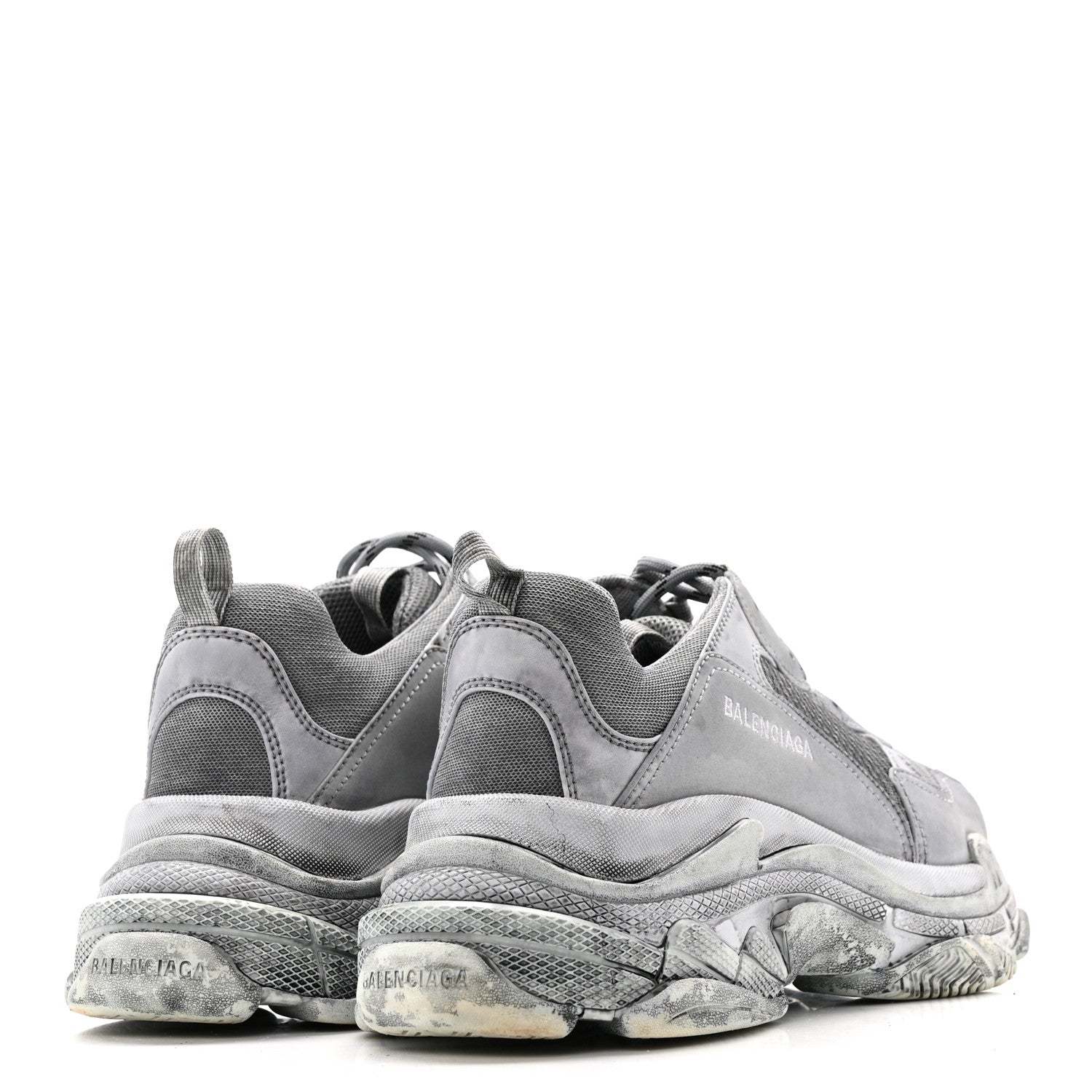 Balenciaga Fabric Mesh Dyed Mens Triple S Sneakers 45 Grey 5 of 13