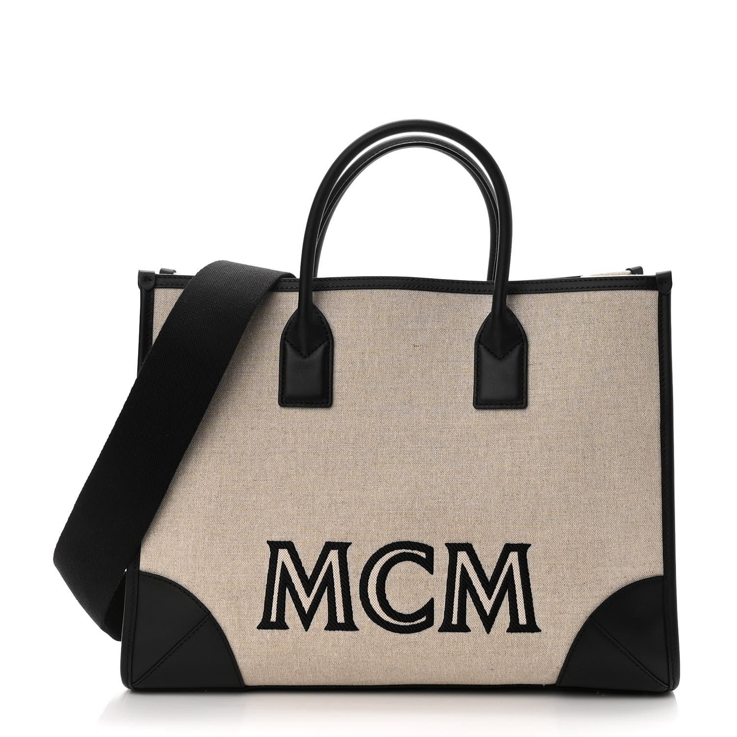 MCM Canvas Logo Large Munchen Tote Black 3 of 10