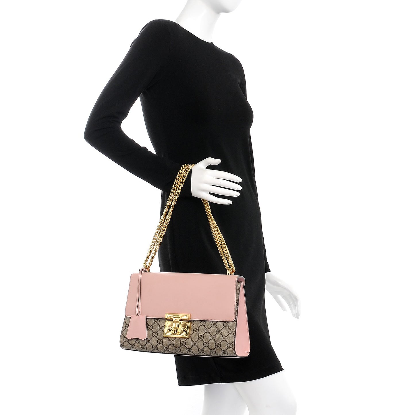 GG Supreme Monogram Calfskin Medium Padlock Shoulder Bag Beige Perfect Pink