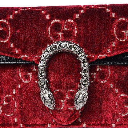 Gucci Velvet GG Monogram Super Mini Dionysus Shoulder Bag Red Cipria Black 8 of 9