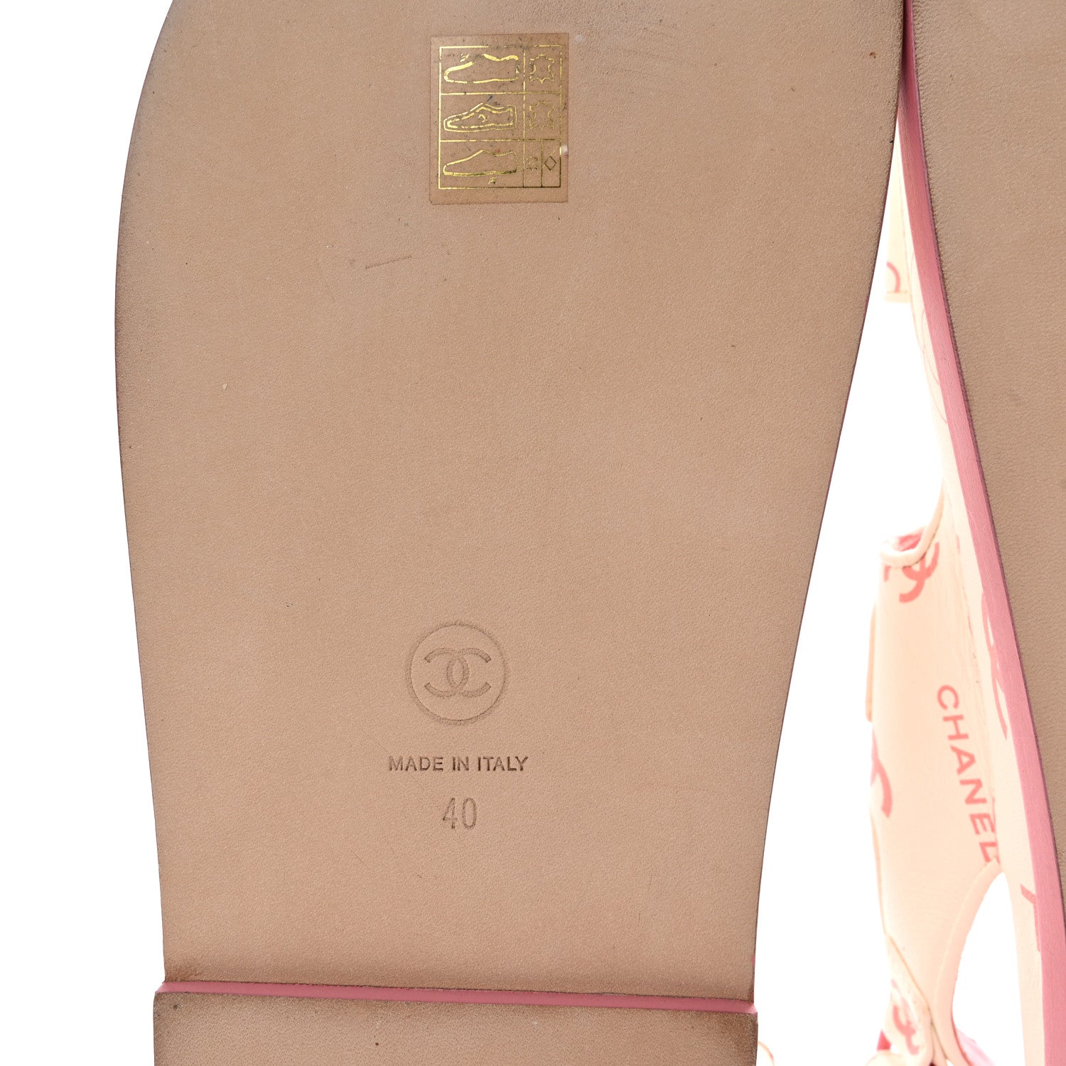 Chanel Lambskin Printed CC Velcro Dad Sandals 40 White Pink 7 of 10