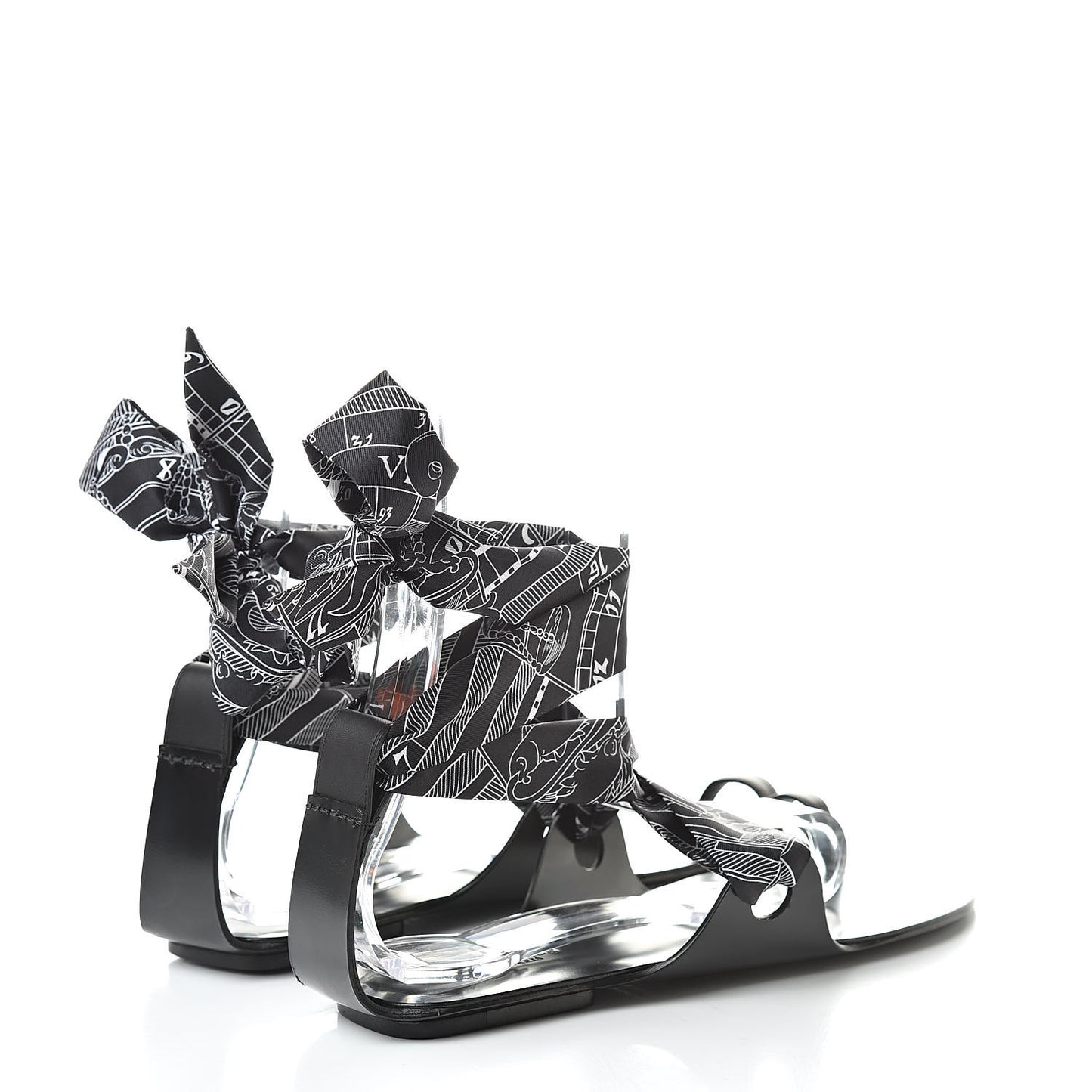 Calfskin Silk Torsade Sandals 40 Black