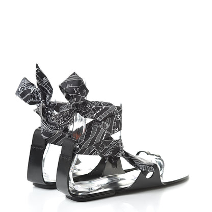 Hermes Calfskin Silk Torsade Sandals 40 Black 4 of 8