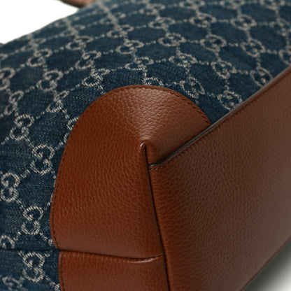 Gucci New Denim GG Monogram Medium Ophidia Shopping Tote Blue Tea Cuir 12 of 13
