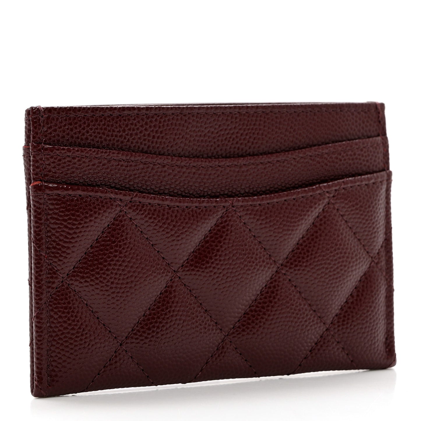 Caviar Quilted Card Holder Burgundy