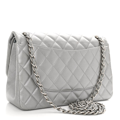 Chanel Metallic Lambskin Quilted Jumbo Double Flap Silver 3 of 12
