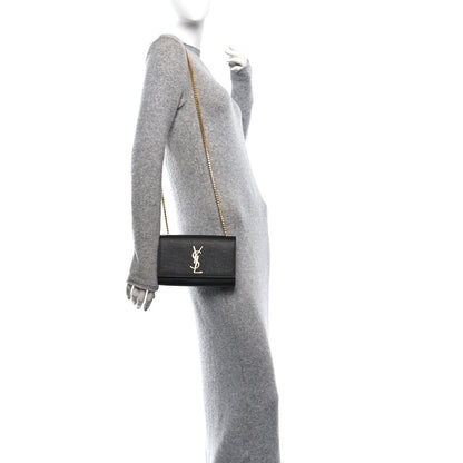 Saint Laurent Grain De Poudre Small Monogram Kate Satchel Black 2 of 10