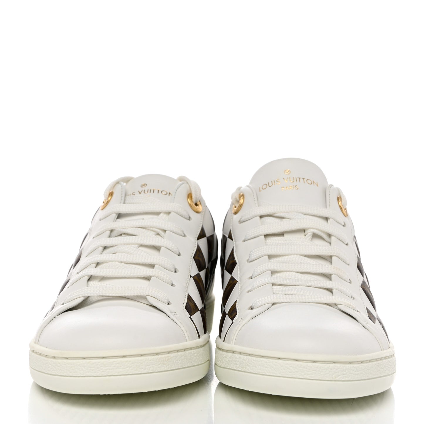 Calfskin Monogram Damier Tressage Frontrow Sneakers 37 White