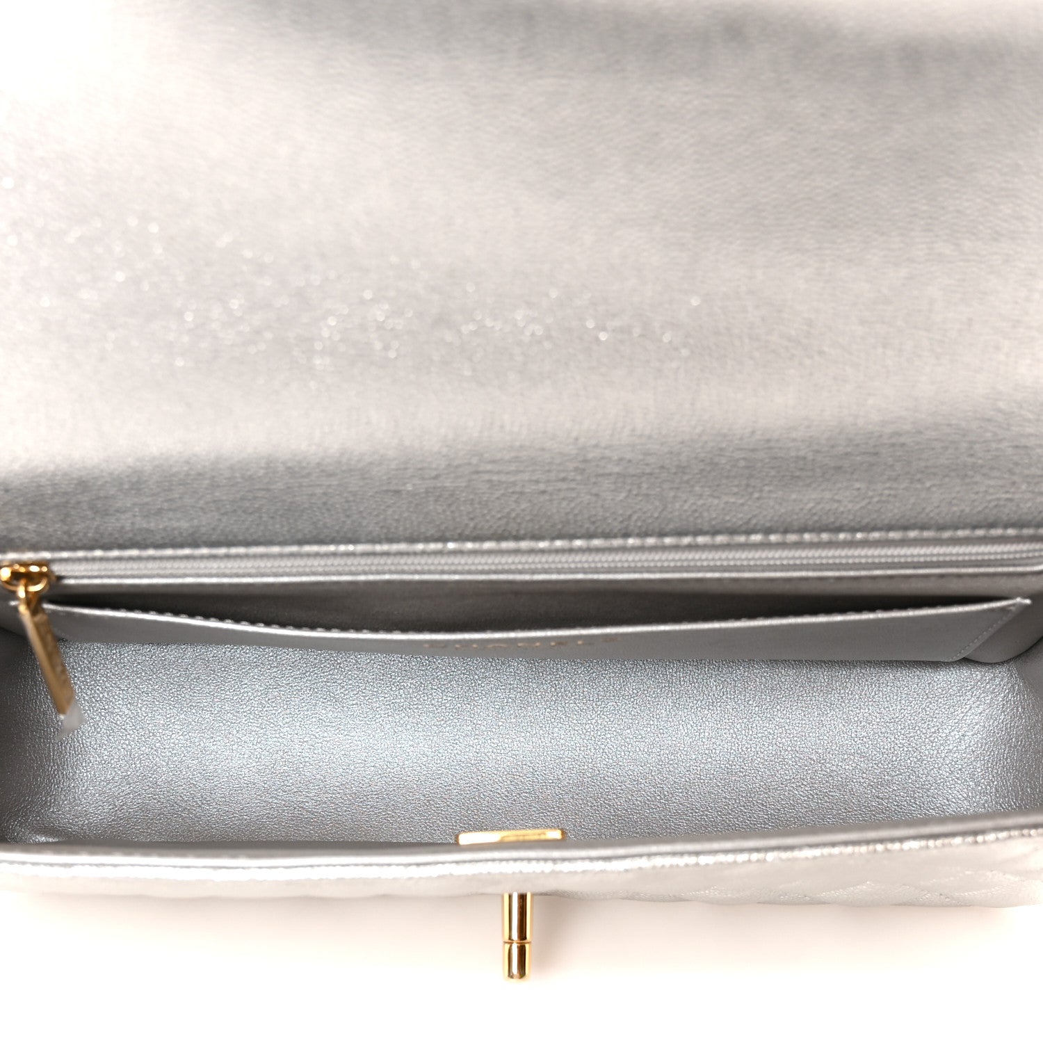 Chanel Metallic Caviar Quilted Top Handle East West Flap Silver 5 of 12