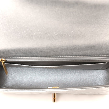 Chanel Metallic Caviar Quilted Top Handle East West Flap Silver 5 of 12