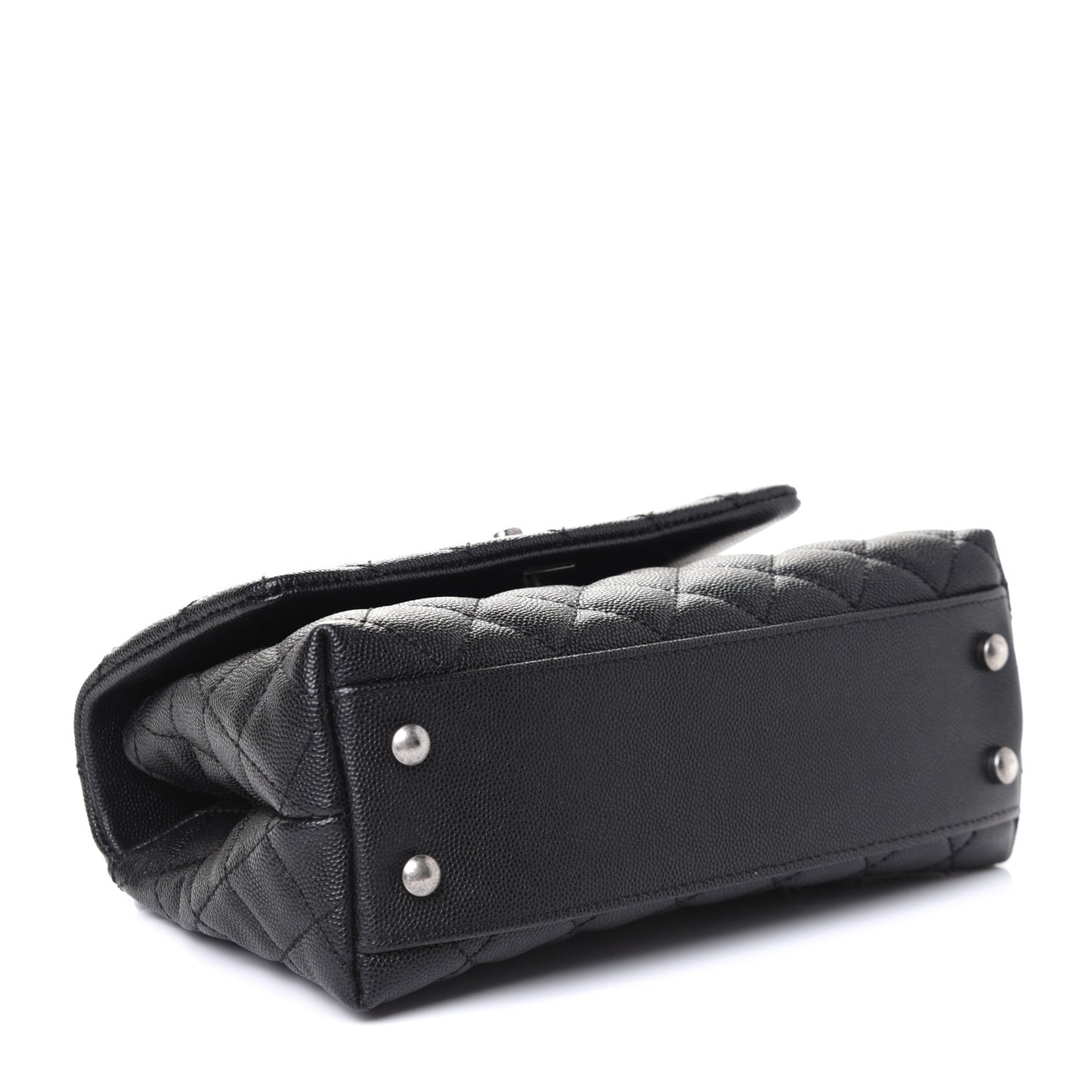 Caviar Lizard Embossed Quilted Mini Coco Handle Flap Black