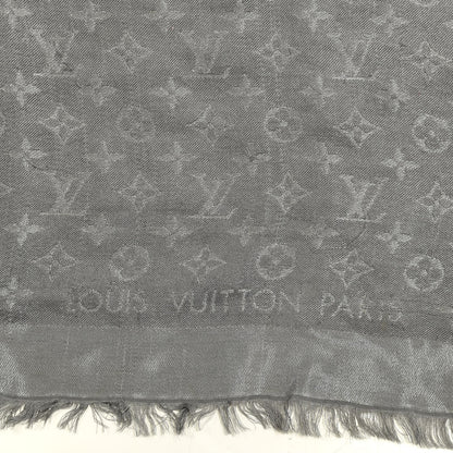 Louis Vuitton Silk Lurex Wool Monogram Shine Shawl Charcoal Grey 6 of 6