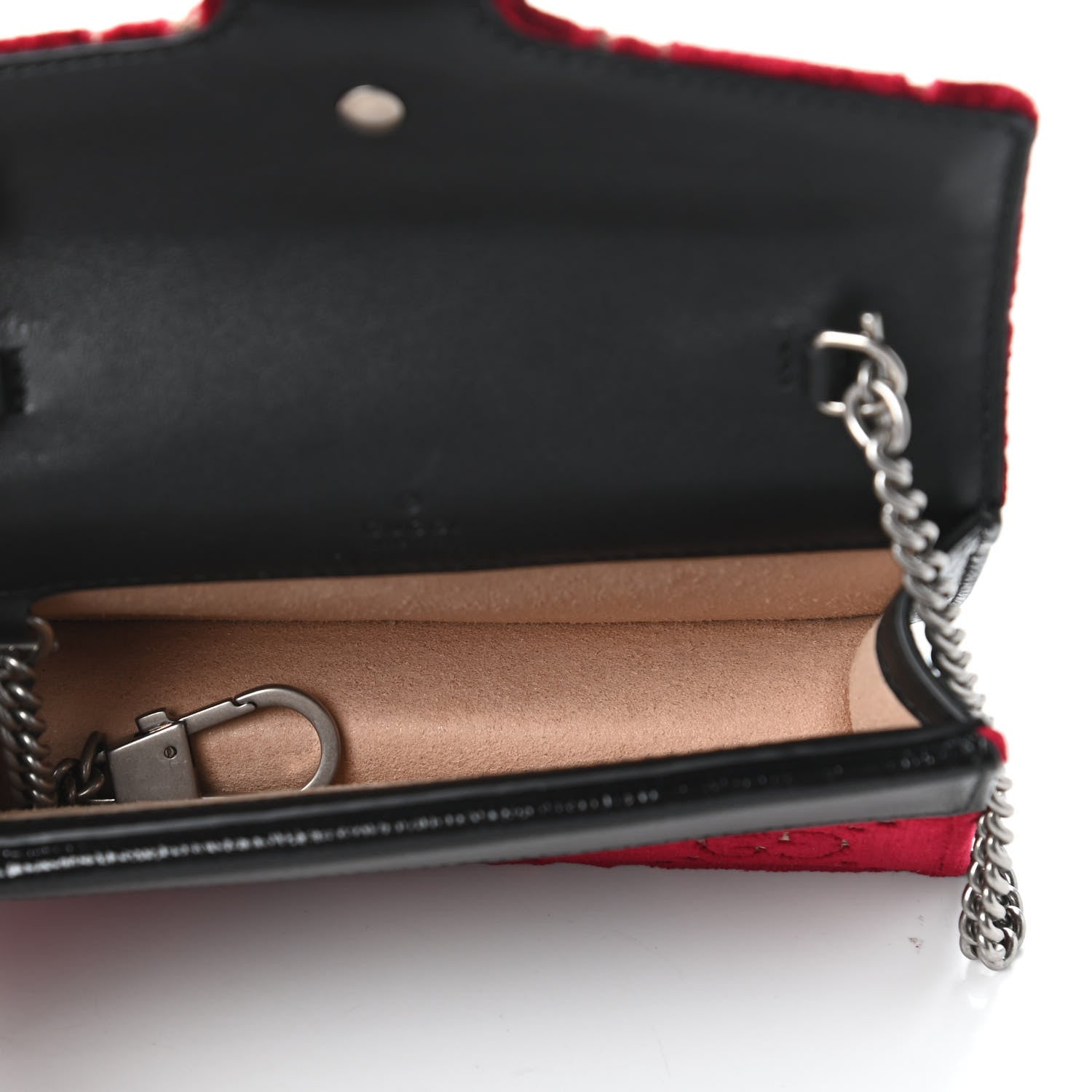 Gucci Velvet GG Monogram Super Mini Dionysus Shoulder Bag Red Cipria Black 5 of 9