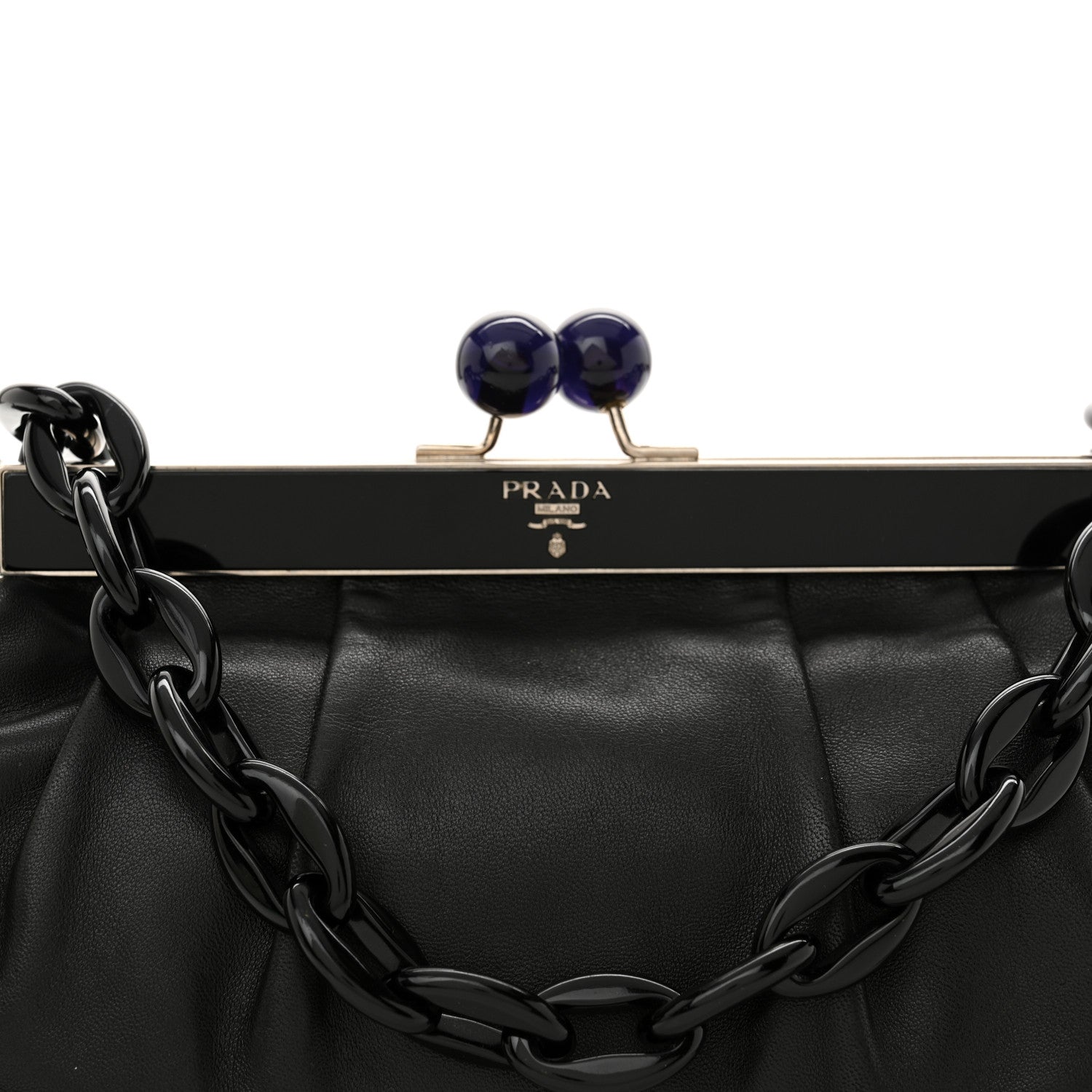 Prada Nappa Kisslock Small Frame Shoulder Bag Black 8 of 13