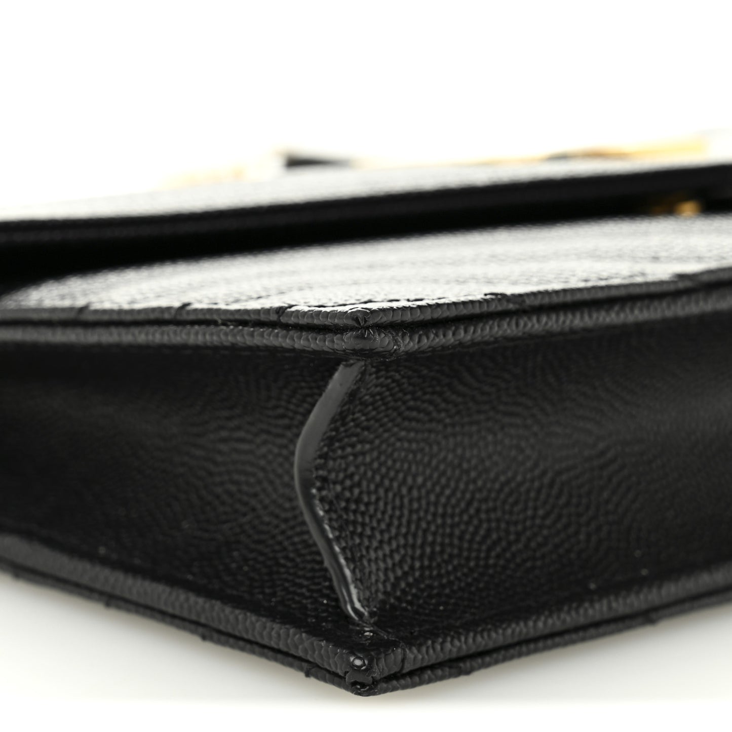 Grain De Poudre Matelasse Chevron Monogram Envelope Chain Wallet Black