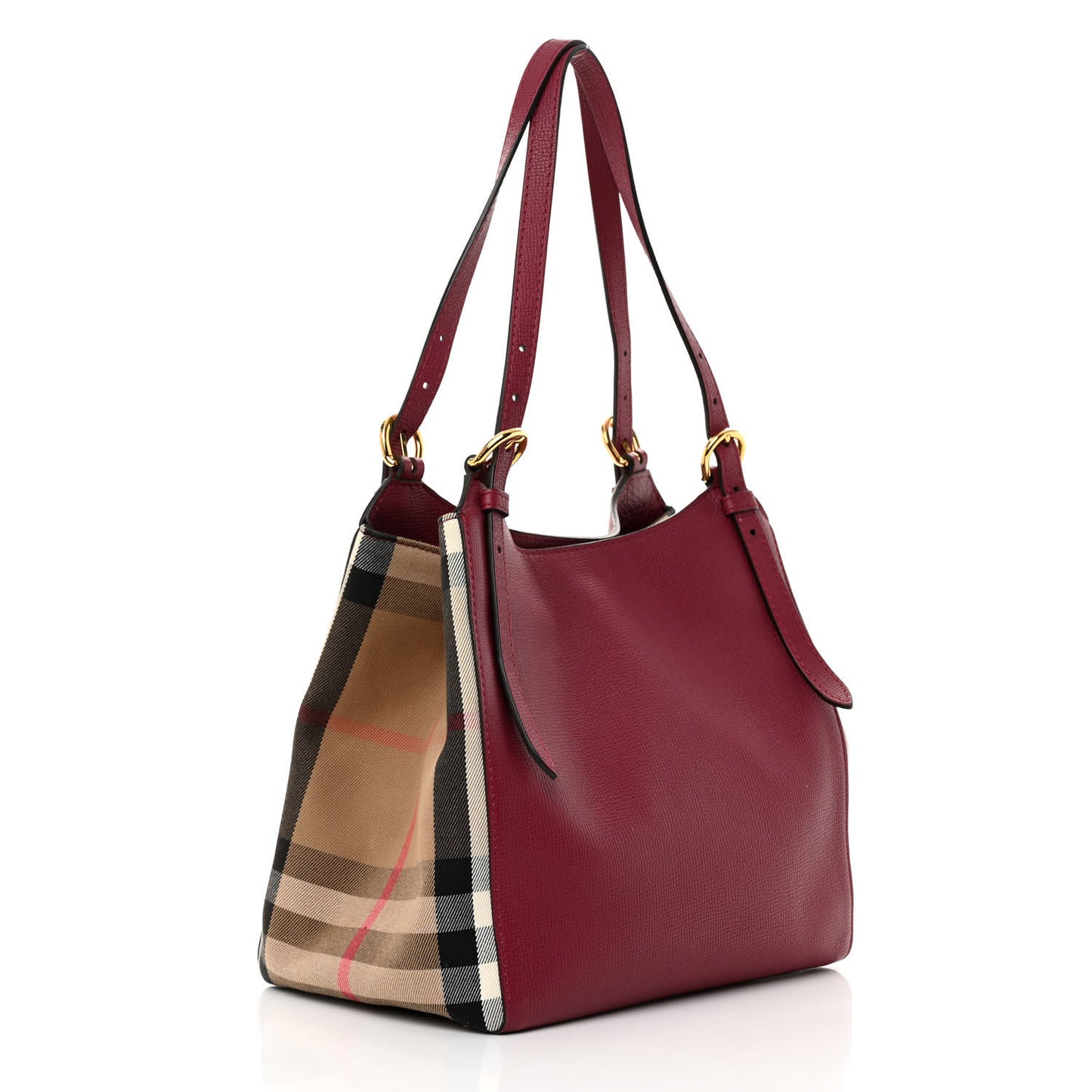 Grainy Calfskin House Check Small Canterbury Mahogany Red