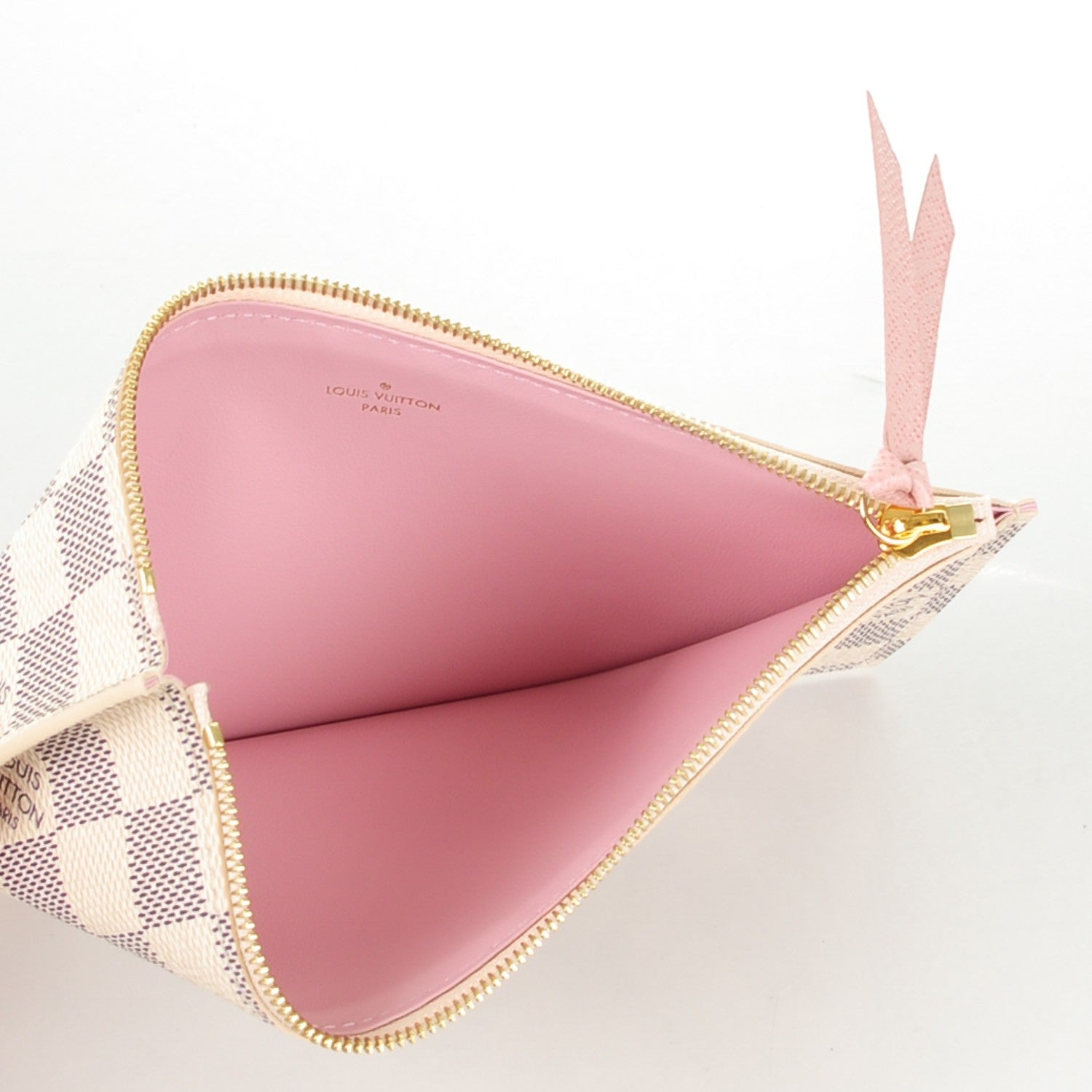 Louis Vuitton Damier Azur Felicie Chain Wallet Zippered Insert Rose Ballerine 5 of 6