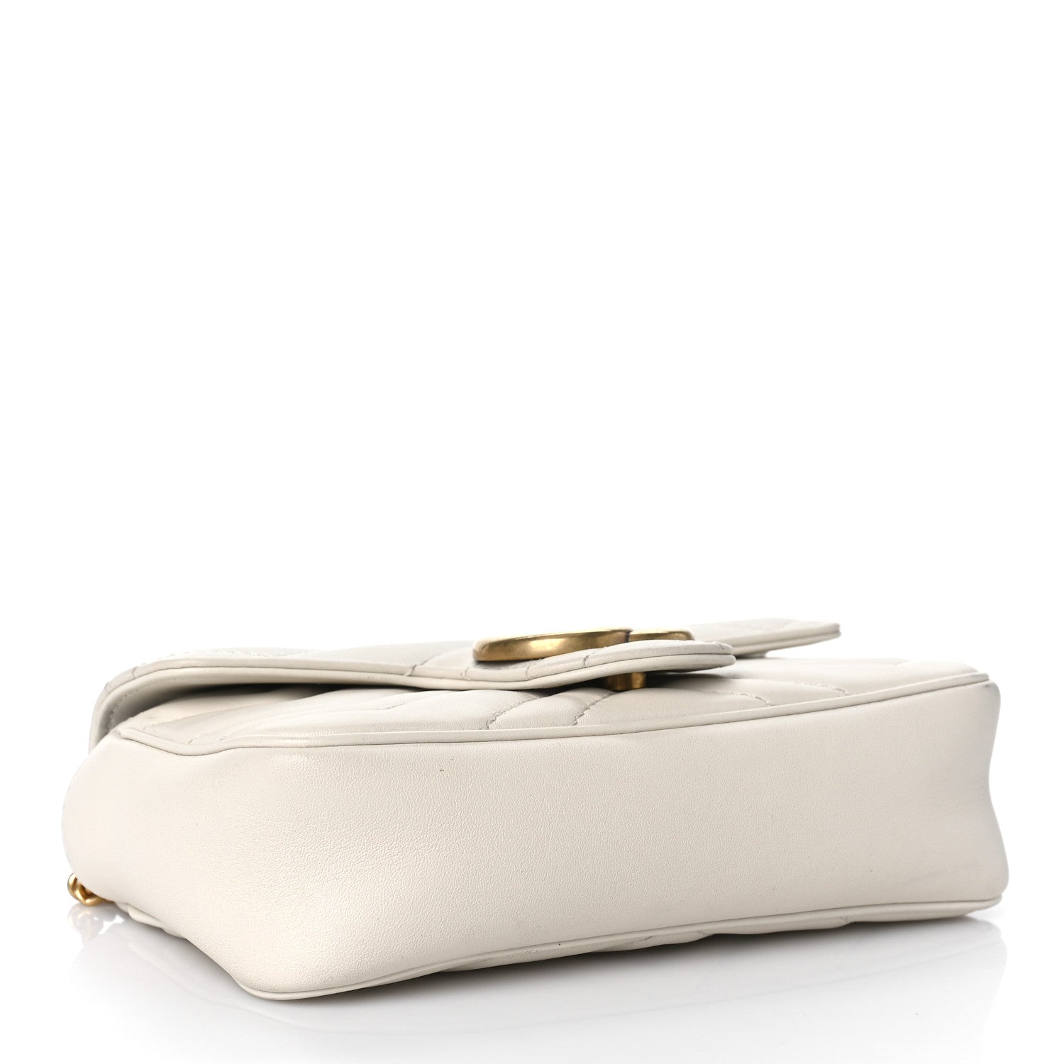 Gucci Calfskin Matelasse Super Mini GG Marmont Shoulder Bag White 4 of 12