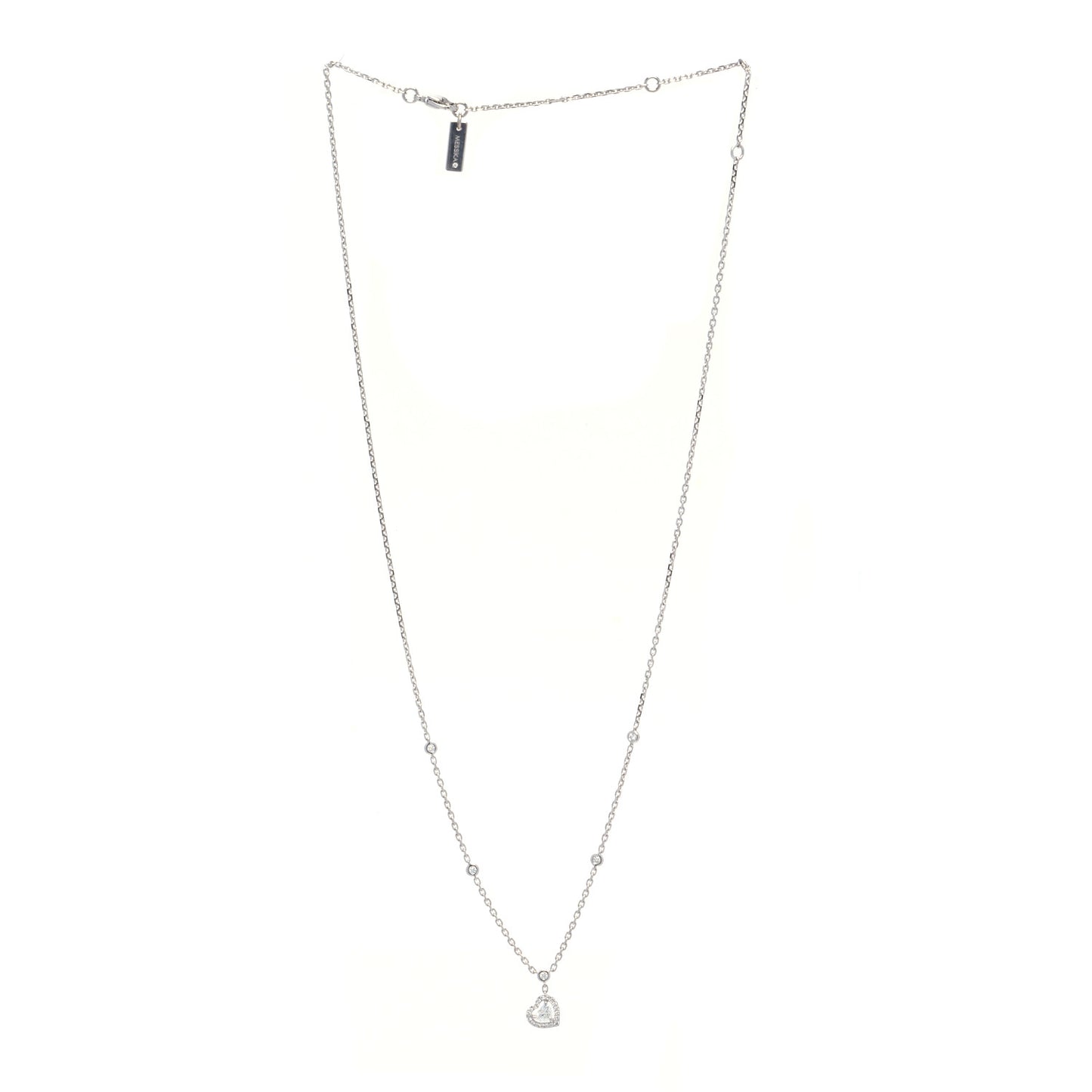 18K White Gold Diamond Joy Coeur Heart Pendant Necklace