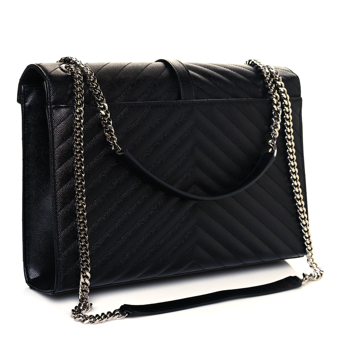 Grain De Poudre Matelasse Chevron Large Monogram Satchel Black