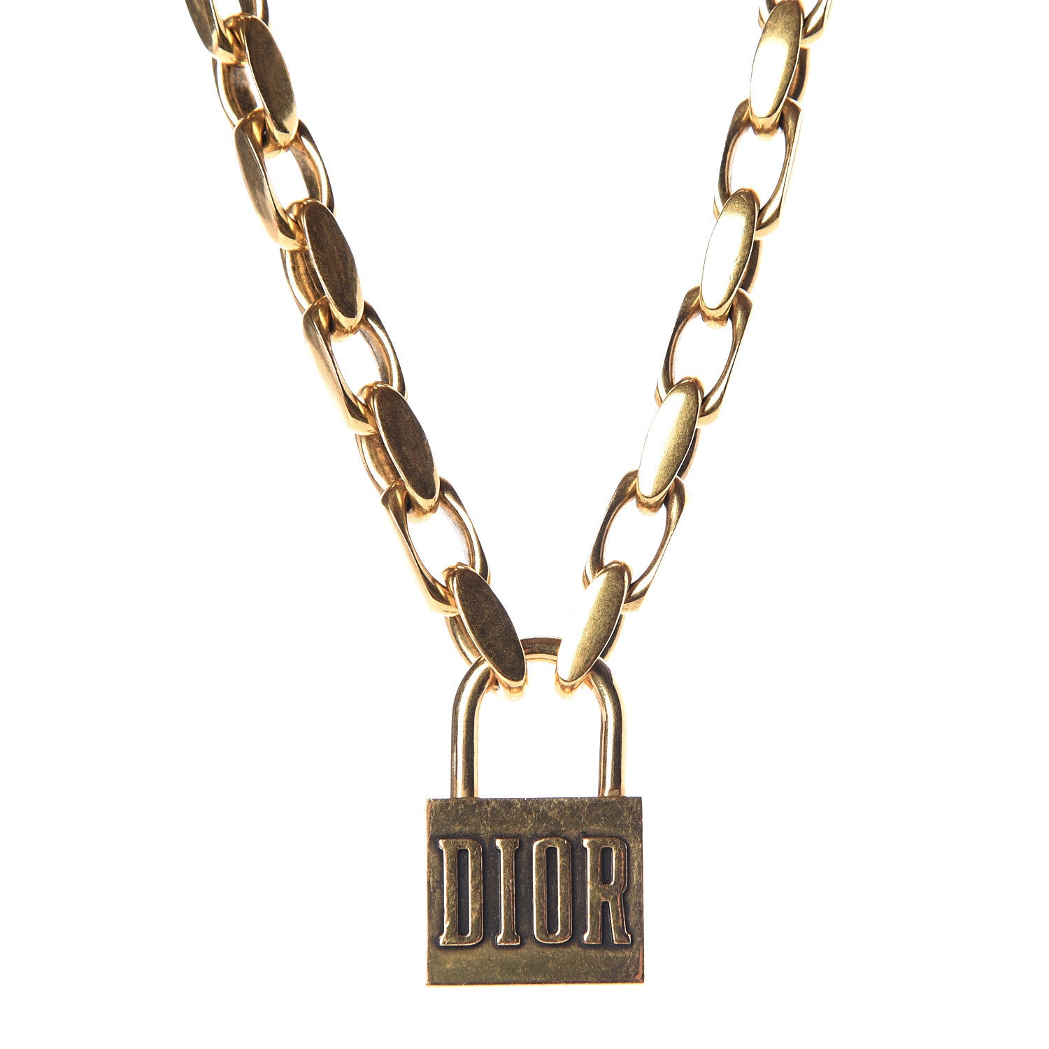 Christian Dior Metal Lucky Locket Choker Necklace Aged Gold 1 of 6