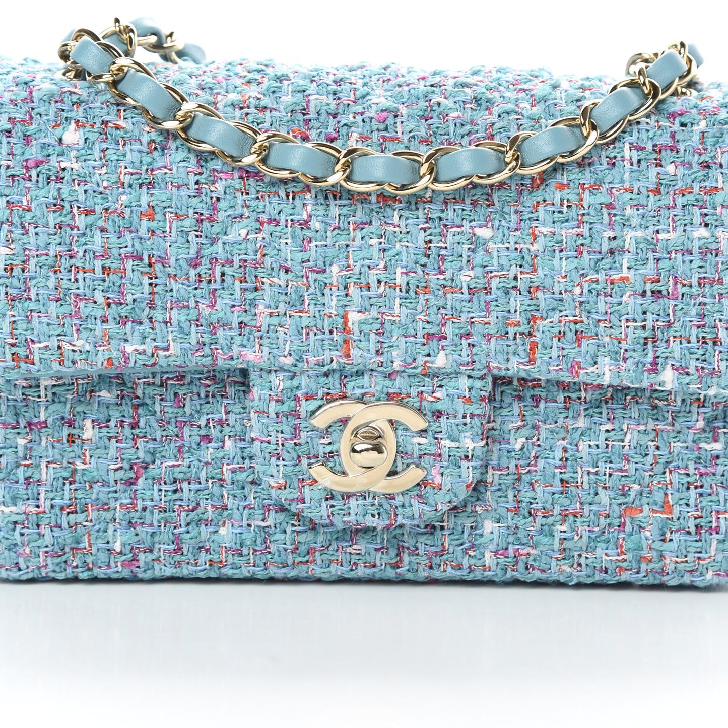 Tweed Quilted Mini Rectangular Flap Turquoise Purple White Red