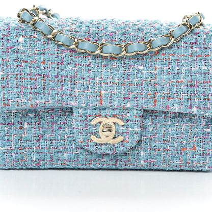 Chanel Tweed Quilted Mini Rectangular Flap Turquoise Purple White Red 8 of 10