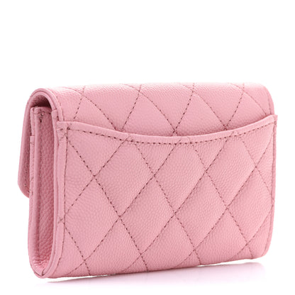 Chanel Caviar Quilted Flap Card Holder Wallet Light Pink 3 of 9