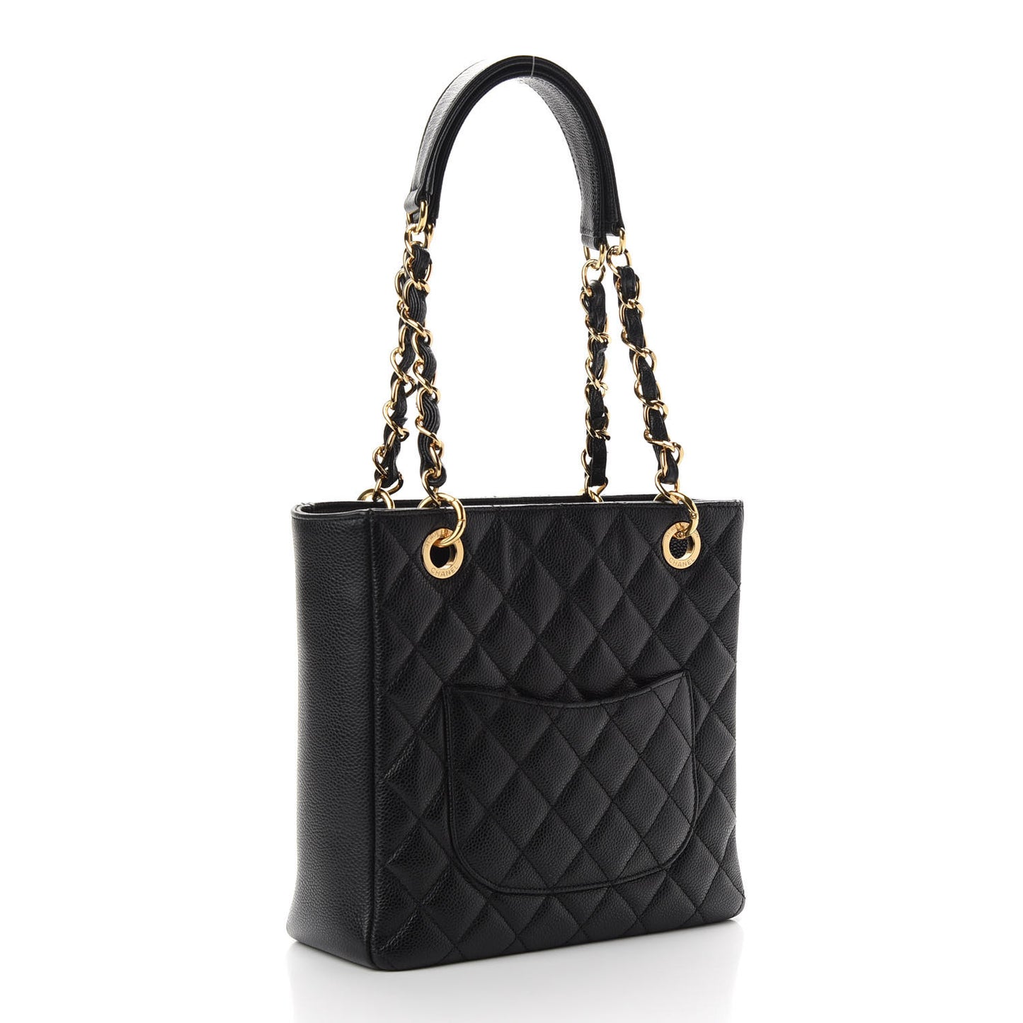 Caviar Quilted Petit Shopping Tote PST Black