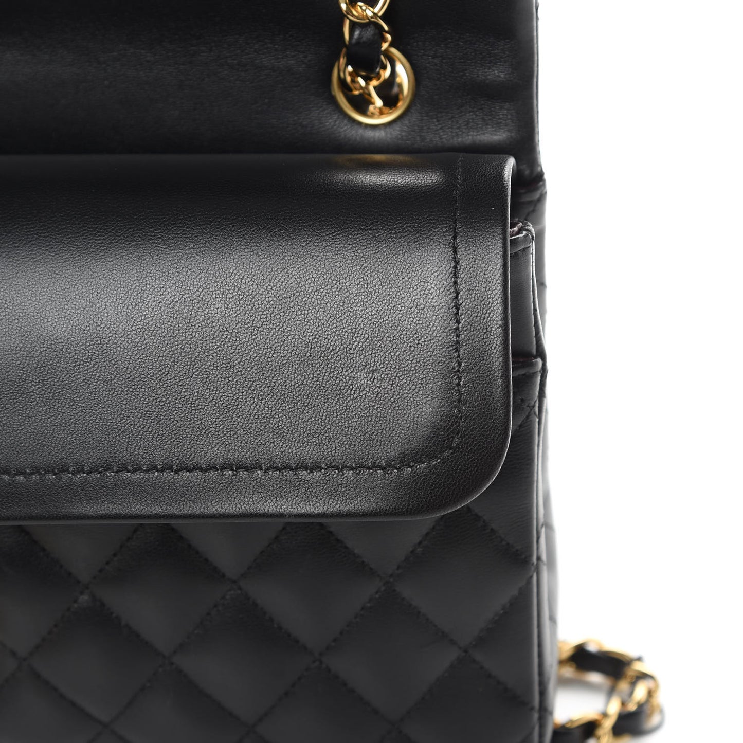 Lambskin Quilted Medium Double Flap Black