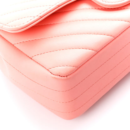 Chanel Lambskin Chevron Quilted Mini Rectangular Flap Coral 9 of 10