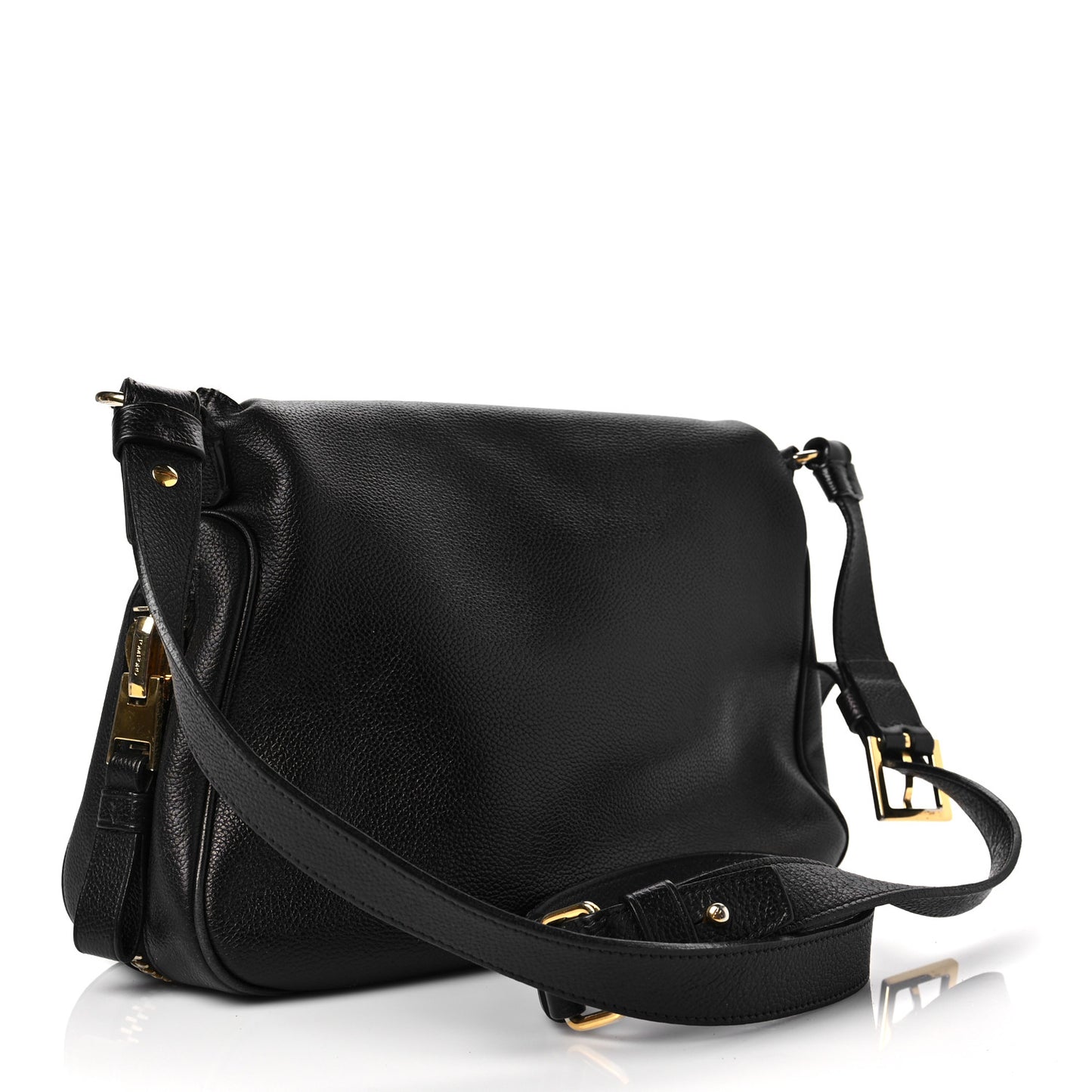 Grained Calfskin Medium Jennifer Crossbody Bag Black