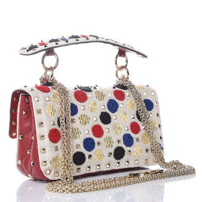 Valentino Garavani Canvas Sequin Embroidered Small Rockstud Spike Shoulder Bag Multicolor 3 of 7